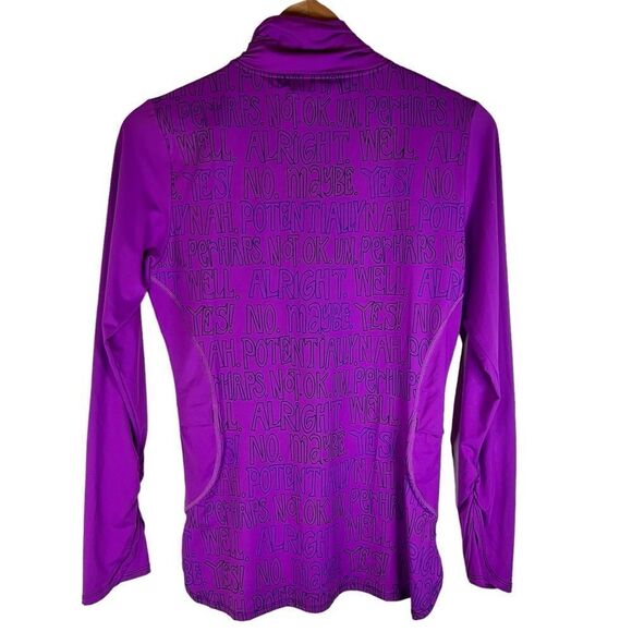 Title Nine Paradigm 1/4 Zip Long Sleeve Pullover Top Purple Med Graphic Writing - Picture 6 of 9